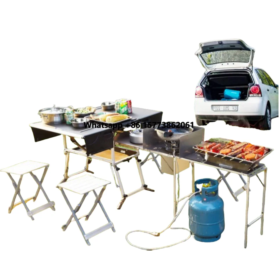 

Хит продаж: Складная мобильная уличная кухня для кемпинга с грилем для барбекю и инструментами