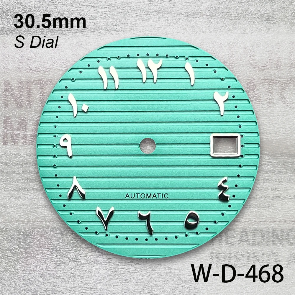 30,5 mm S-Logo arabisches Zifferblatt, geeignet für NH35/NH36/4R Automatikwerk, hochwertiges Uhrenmodifikationszubehör