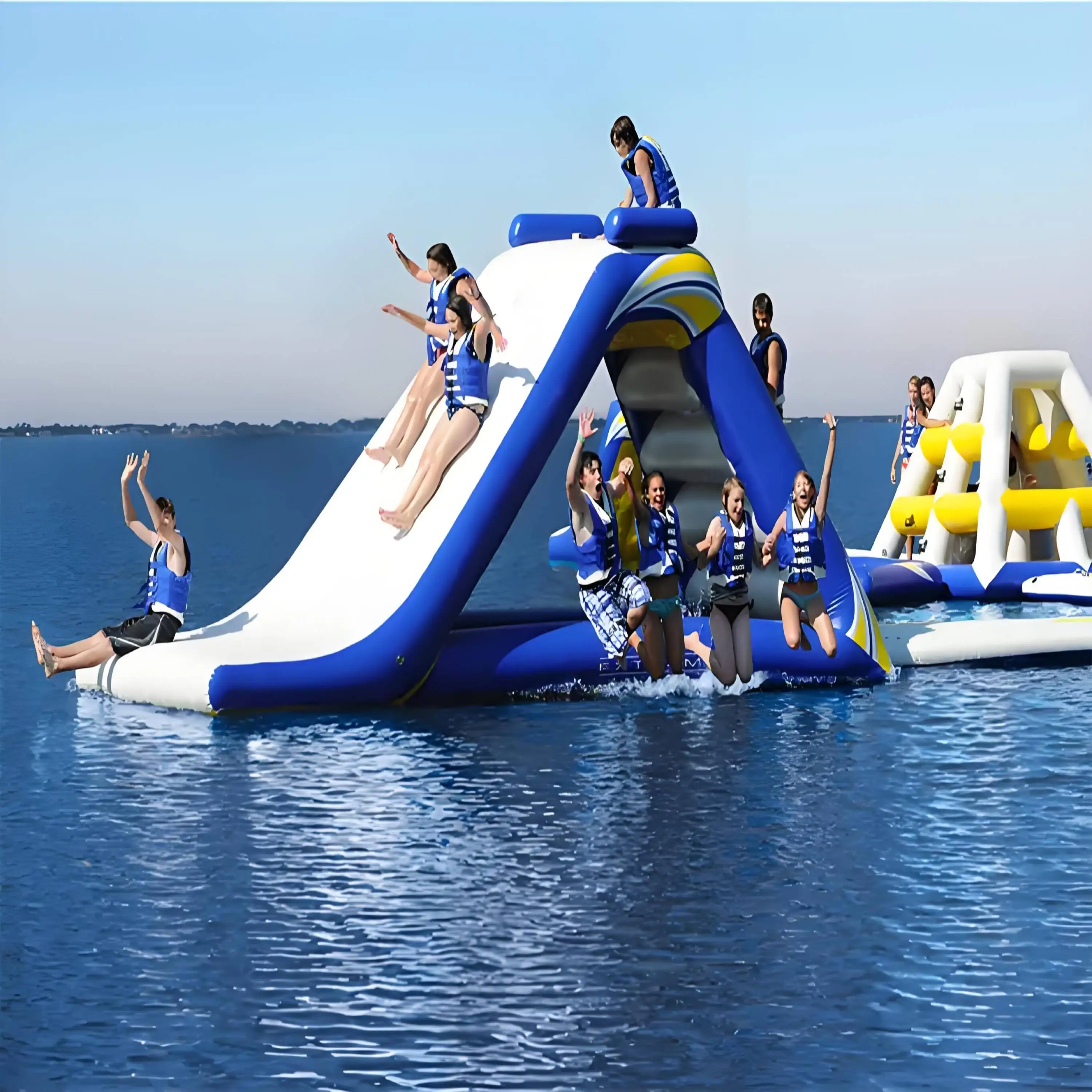 Commercial Modern Design Large Inflatable Jump House Water Slide for Lake Occasions Floating Water Park Games Equipment