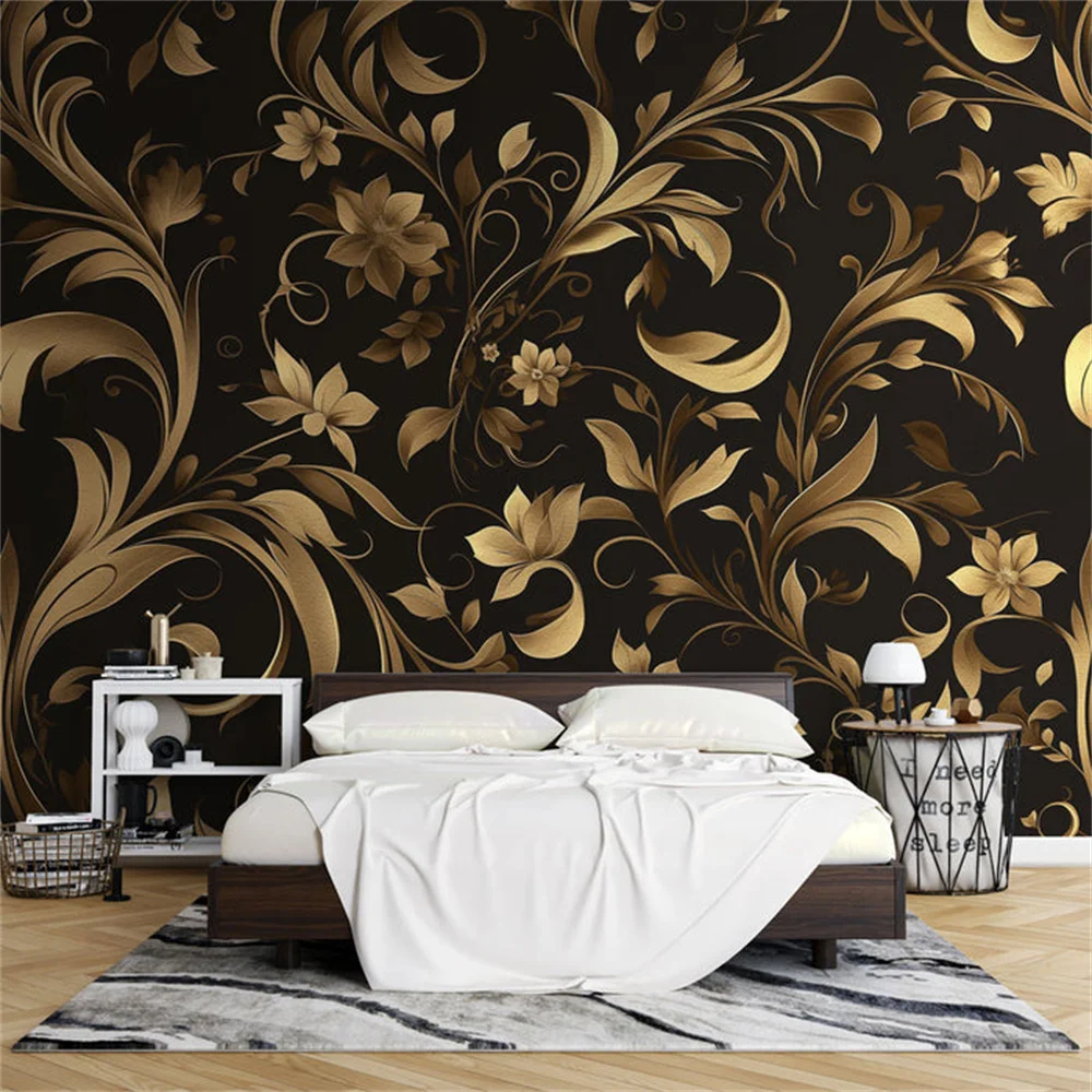 Milofi3D printed mural gold wallpaper with various floral patterns