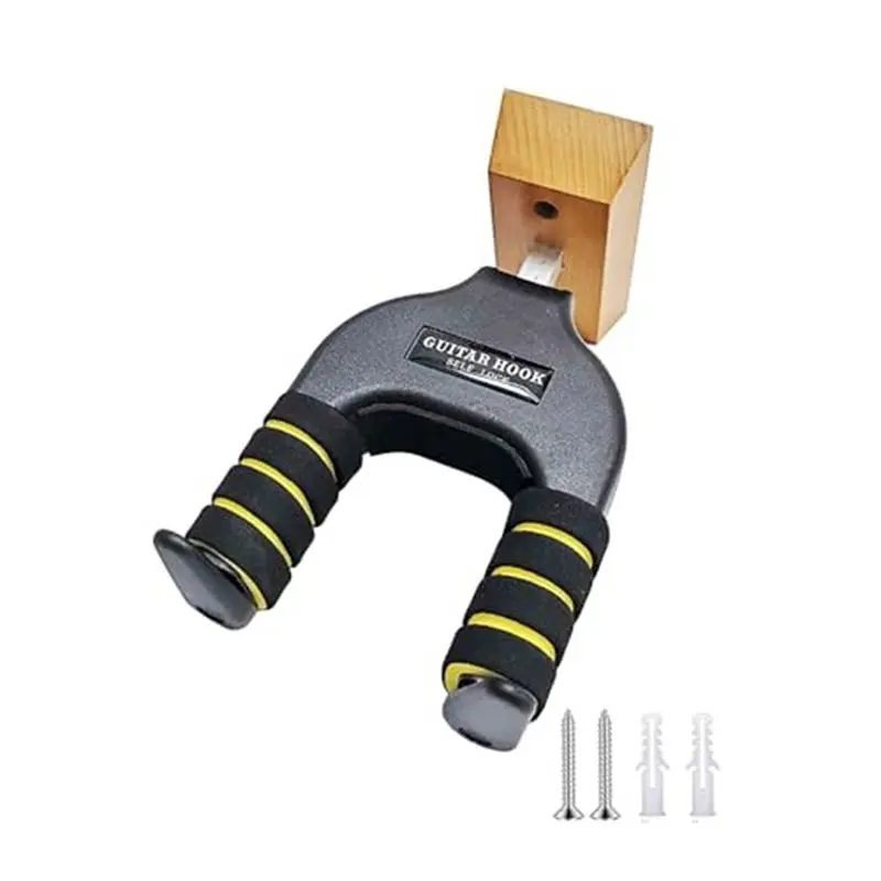 ABVE-Banjo Compatible Guitar Wall Mount Non-Scratch Self Locking Solid Wood Base With Padded Wall Bracket