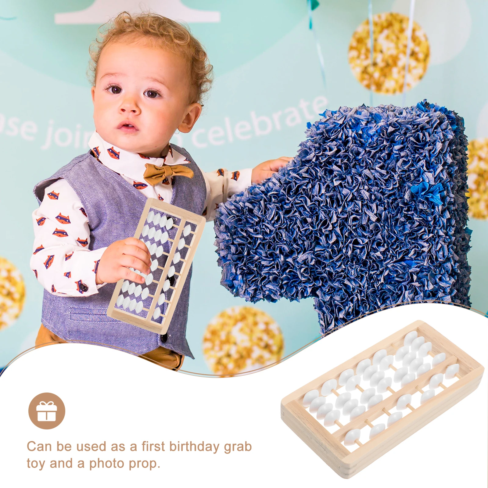 나무 주판 아기 장난감 미니 구슬 수학 도구 첫 번째 생일 사진 소품 그랩 장식 현대 장식 교육 산술 장난감