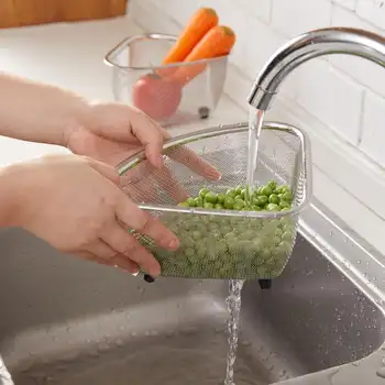 Kuchyňský dřezový košík na odpad z nerezové oceli trojúhelníkový úložný prostor na potraviny, zeleninu, loupání vajec, filtr na potraviny, organizér na kuchyňské police, odtokový koš 8 nejlepší prodej trojúhelníkové úložné koše - №2