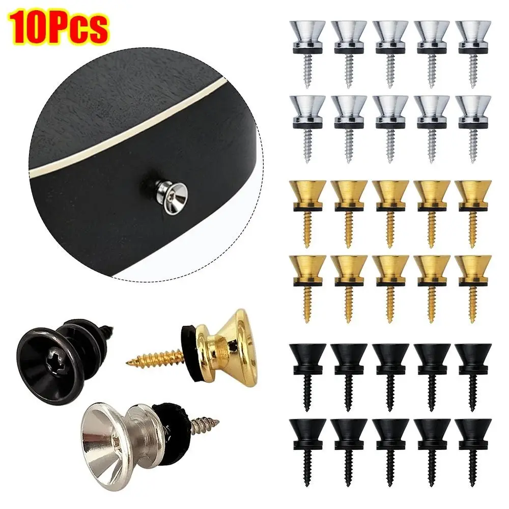 10Pcs Strap Retainer System Guitar Strap Lock Security Locking Removable Guitar Button Multi-color Metal Locking End Stud
