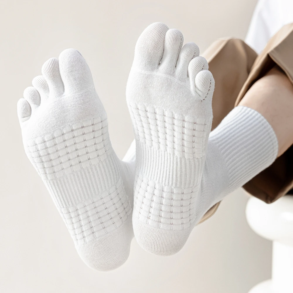 5 Pairs Men Toe Socks Anti-slip Sports Athletic Five Finger Socks High Quality Cotton Crew Socks Men