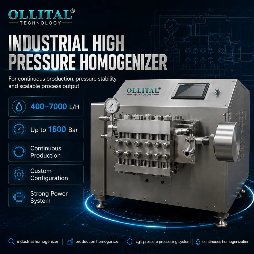 Ollital Industrial High Pressure Homogenizer For Continuous Emulsion Dispersion And Production Processing