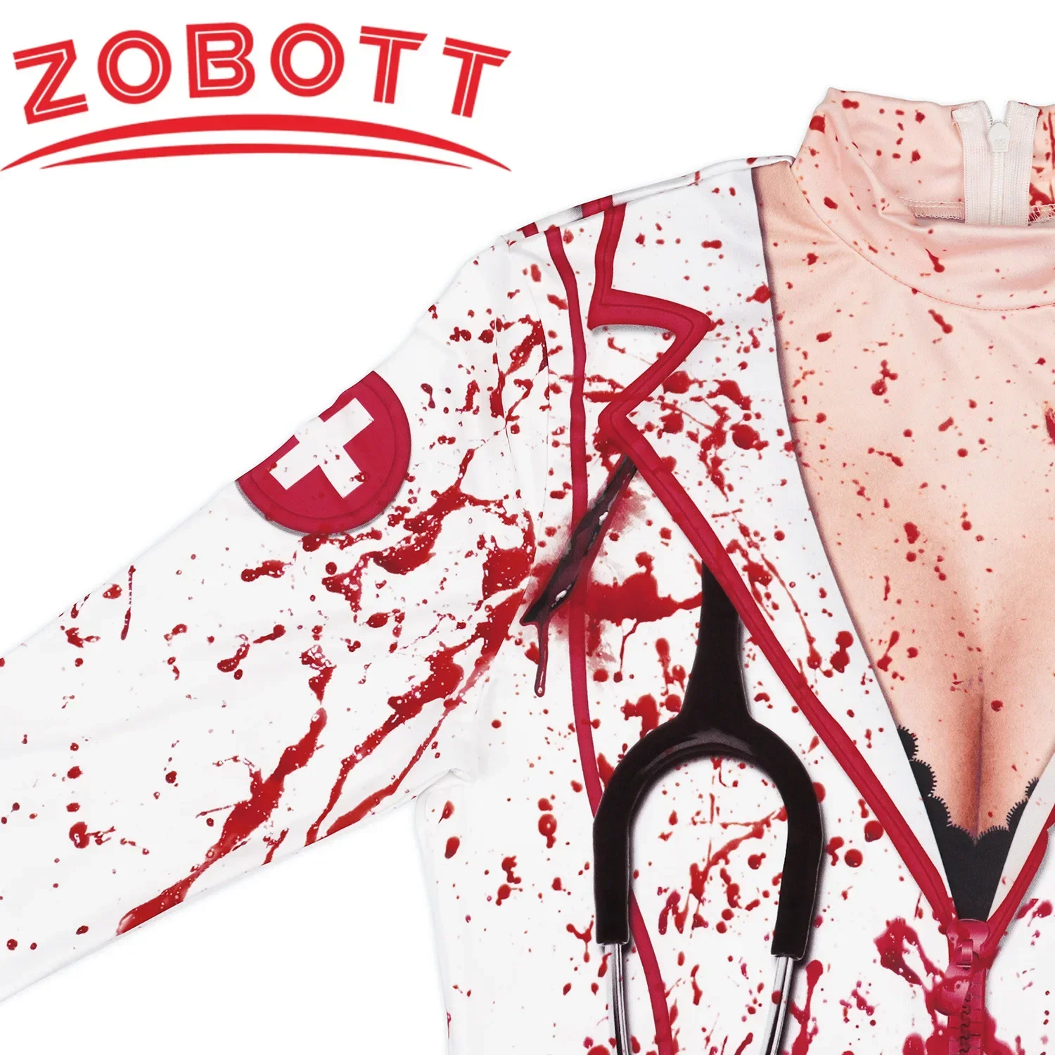 Horror Blood Nurse Uniform Cosplay Costumes Women 3D Printed Skeleton Uniform Carnival Sexy Cosplay Outfit Fancy Dresses