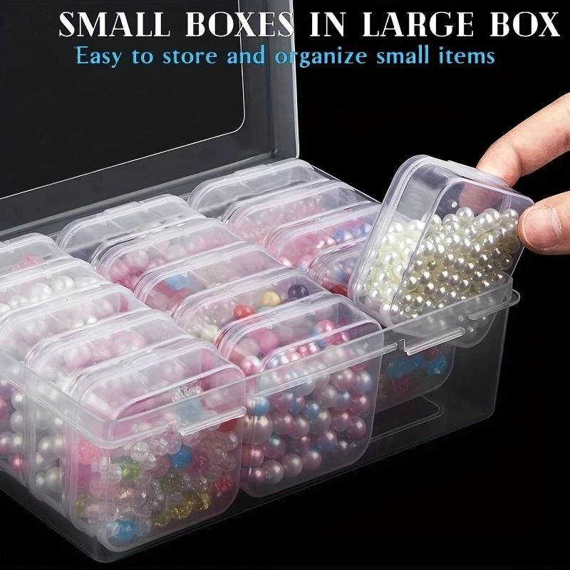 Storage Box Transparent Plastic Nail Art Jewelry Rhinestone Diamond Desktop Component Classification Organizer Container Beauty