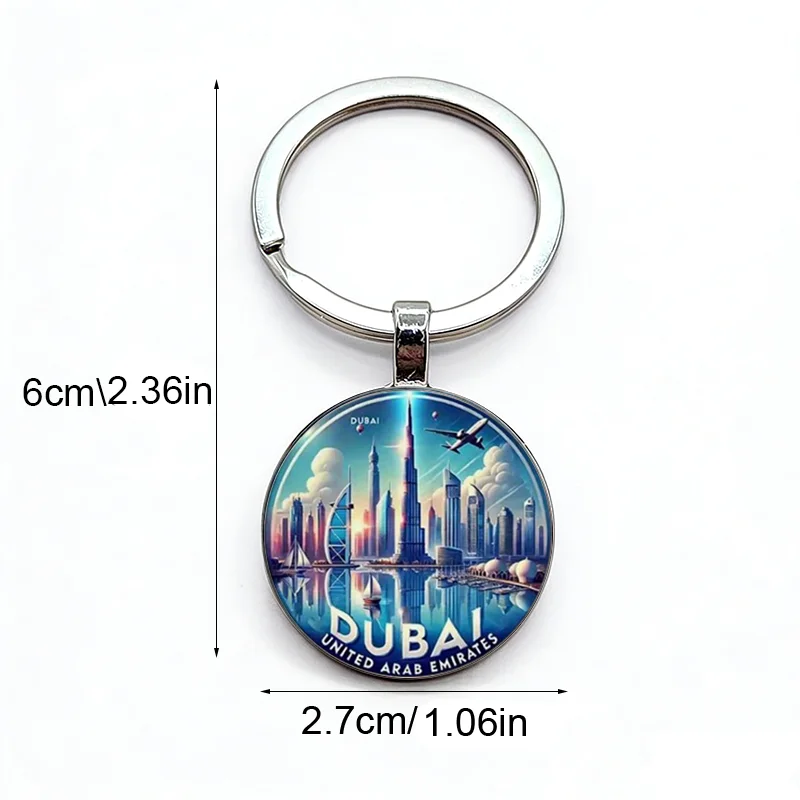 Hot selling city scenery picture dome glass alloy keychain pendant fashion accessory