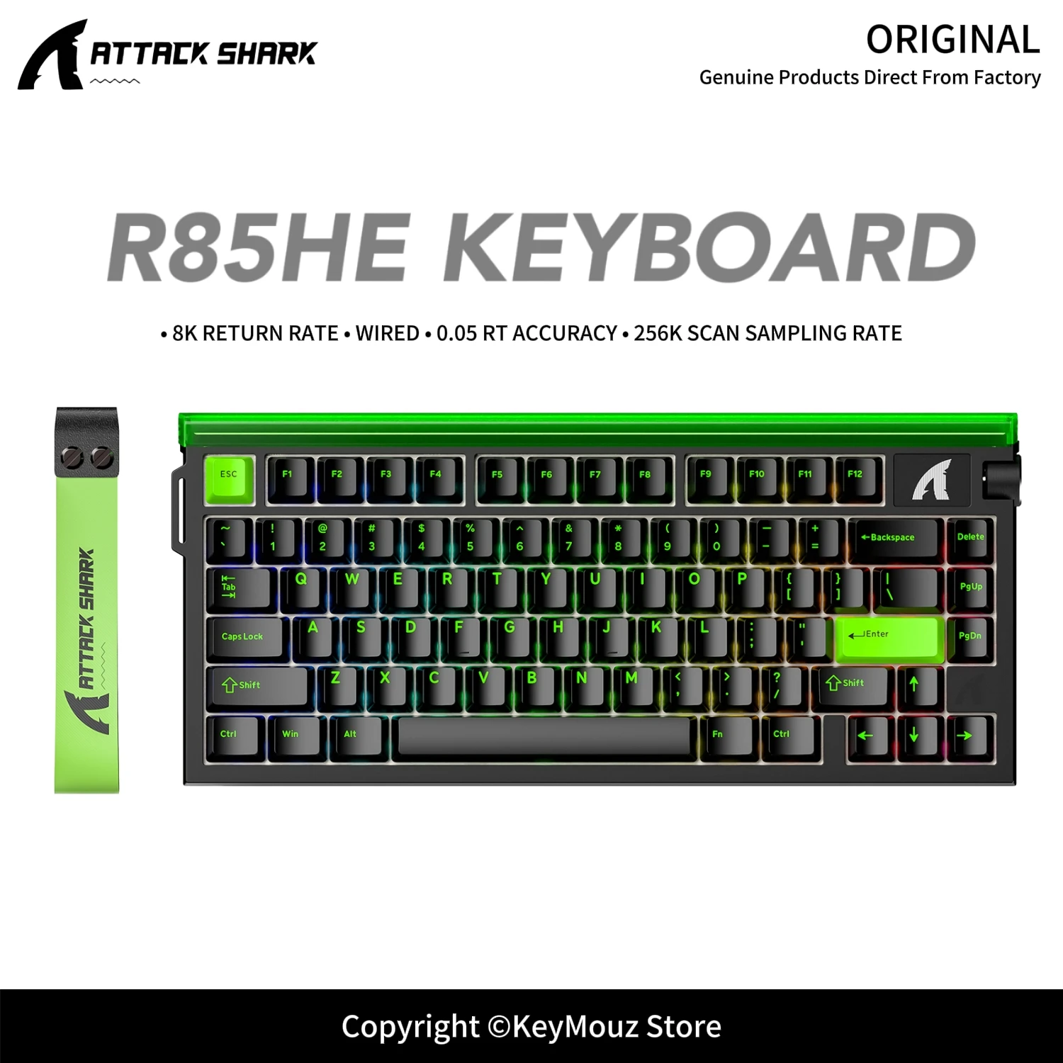 ATTACK SHARK R85HE Magnetic Axis Gaming Keyboard with RGB Neon Light Box and 0.005mm RT Accuracy 8000Hz Polling Rate for Esports