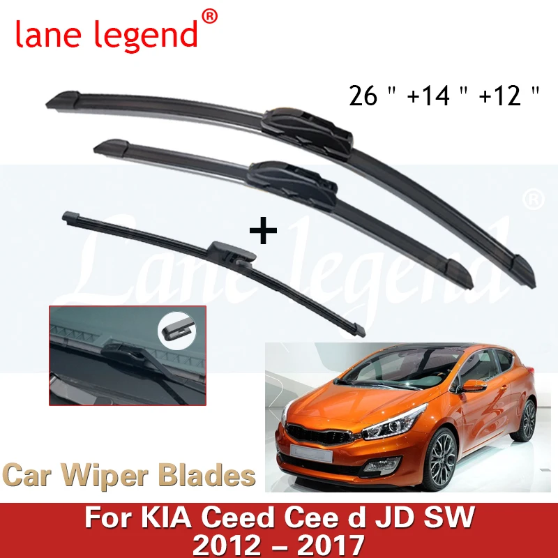 Escobillas de limpiaparabrisas delanteras y traseras para Kia Ceed Cee d JD SW 2012-2017, accesorios de parabrisas, cubierta de silicona para ventana