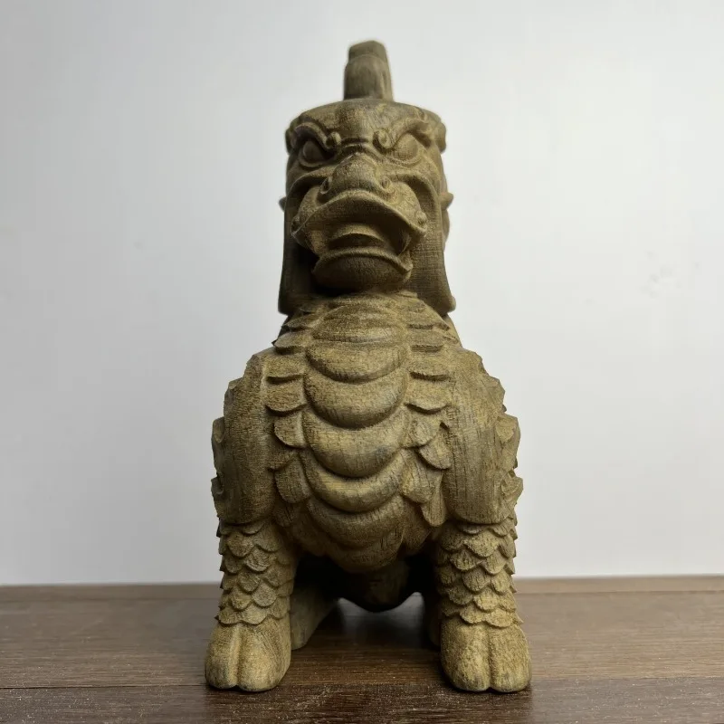 Hand-Carved Agarwood Kirin Statue - 3.9