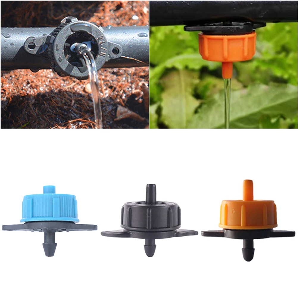

100 Pcs 2L/4L/8L Pressure Compensating Drip Emitters Adjustable Drippers Micro Connectors for Garden Lawn Drip Irrigation