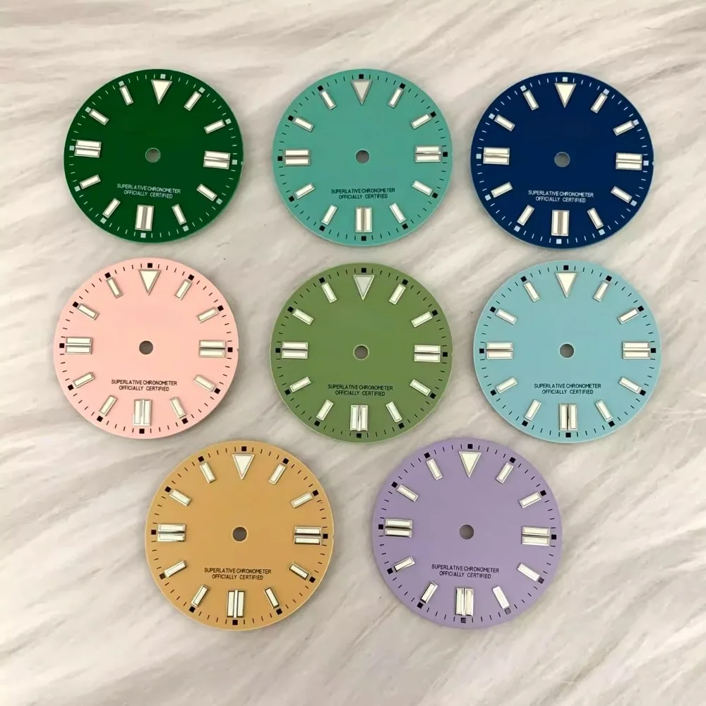 New watch Macron 28.5mmNH35 dial green luminous watch accessories custom watch