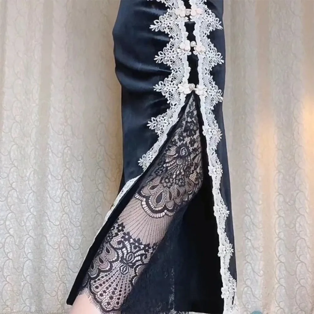 Elastic Waistband Lace Underwear Cropped Pants Breathable Single Thin Layer Legging Pant Anti Expose Skin-Friendly Inner Liner