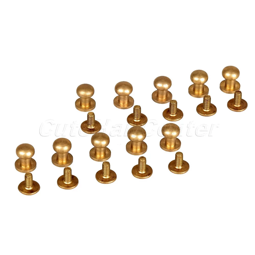 10Pcs/Set Solid Brass Rivet Round Head Button Belt Screw Chicago 5mm/6mm/7mm/8mm/9mm/10mm Studs Leather Craft Tool Hicello
