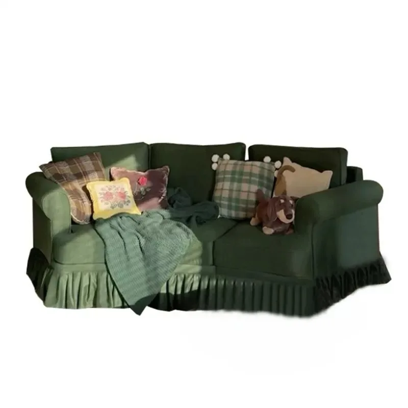 

Three-person lazy green sofa