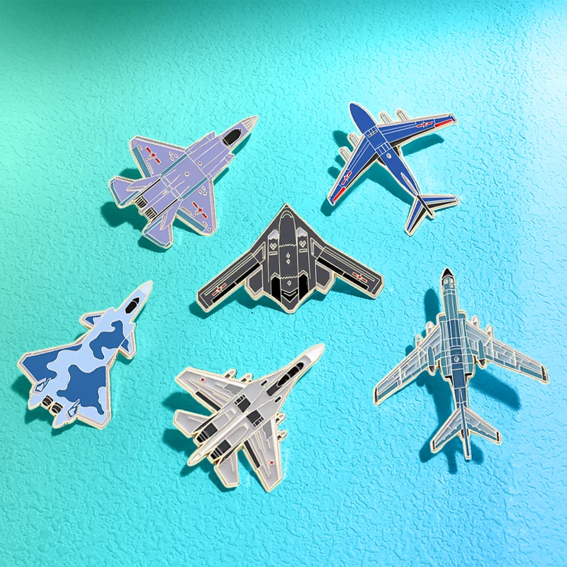 Cartoon Airplane Pins 6-design Metal Enamel Fighter Aircraft Pin For Denim Jacket Backpack Lapel Badge Friends Gifts