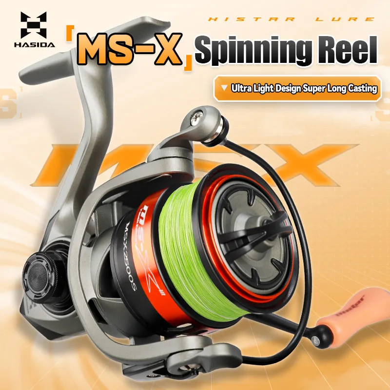 

Histar MS-X Orange 5.2:1 Ratio 4+1BB 6KG Max Drag Power 1000-2500 Model Light Weight Spinning Fishing Reel