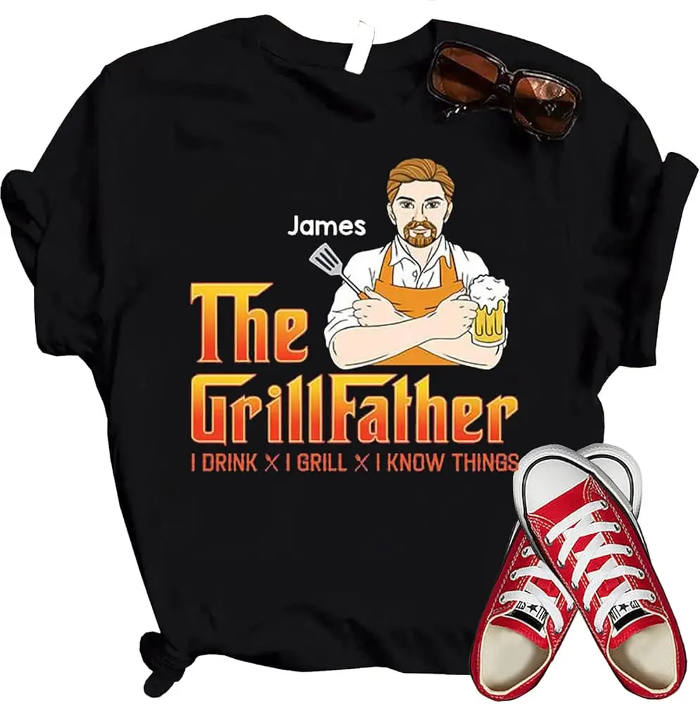 Generic Personalised The Grillfather T-Shirt,  Grill Dad Shirt, Funny Father's Day Shirt, Funny Dad Shirt