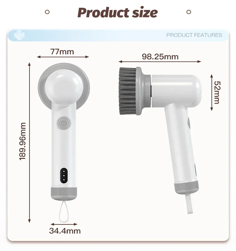 Xiaomi-cepillo de limpieza eléctrico inalámbrico, cepillo de limpieza profesional para el hogar, cocina, lavavajillas, azulejo de bañera, trabajo de