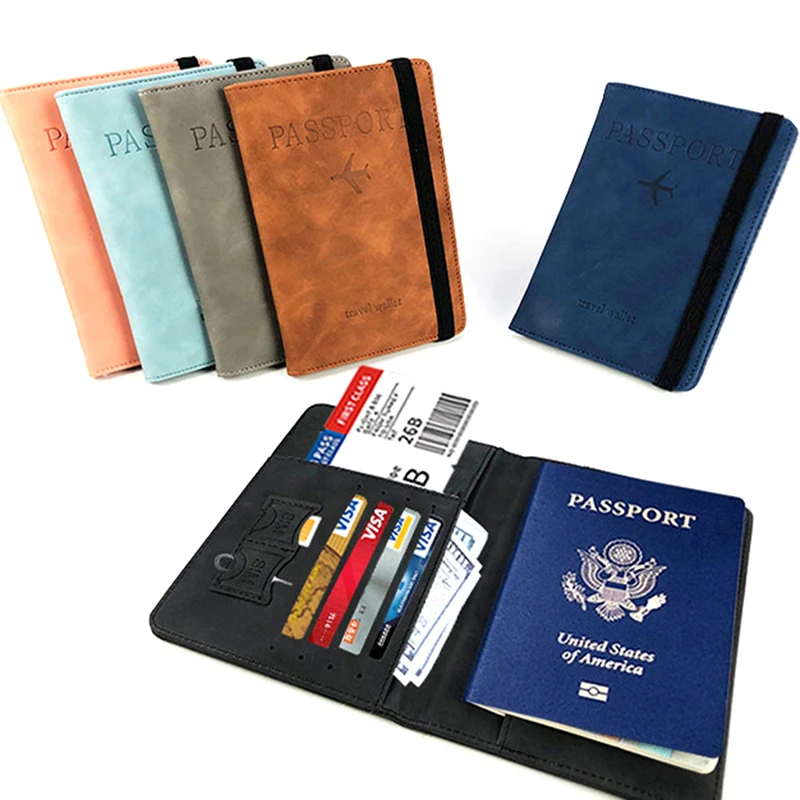 Funda para pasaporte RFID de PU, billetera para tarjetas de crédito, impermeable, multifunción, accesorios de viaje, 1 piezas