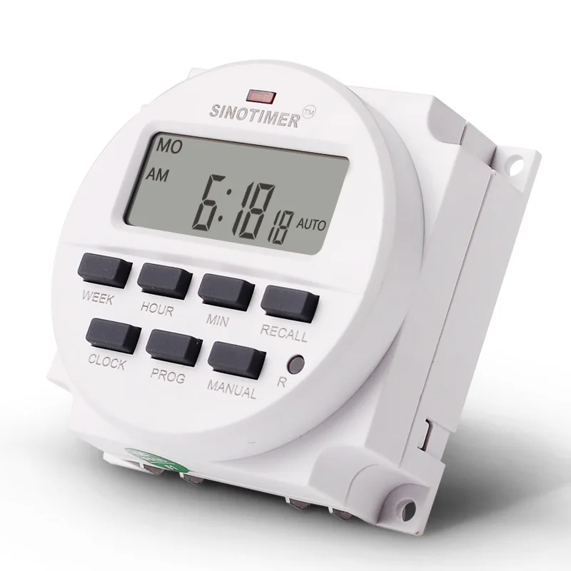 SINOTIMER 15.98 Inch LCD Digital Timer 12V DC 7 Days Programmable Time Switch TM618N-4