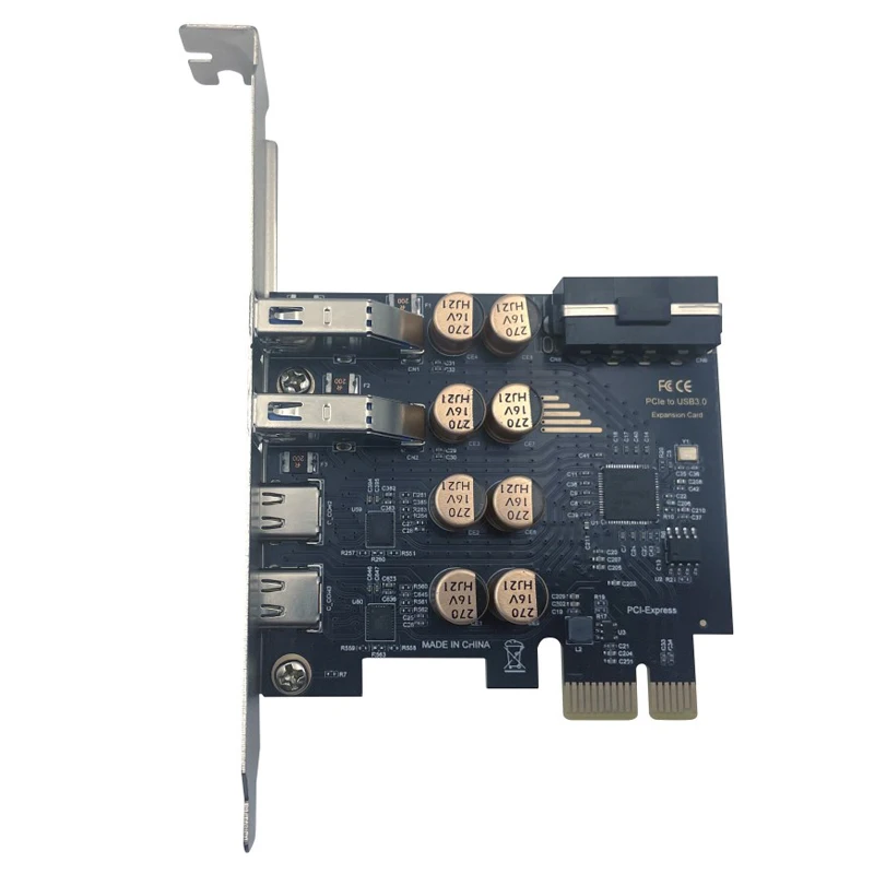 PCIE X1 to 2 Port Type C + 2 Port USB 3.2 Gen1 5Gbps Expansion Card Riser Adapter with 4Pin Power Supply PCI Express USB 3.2 HUB