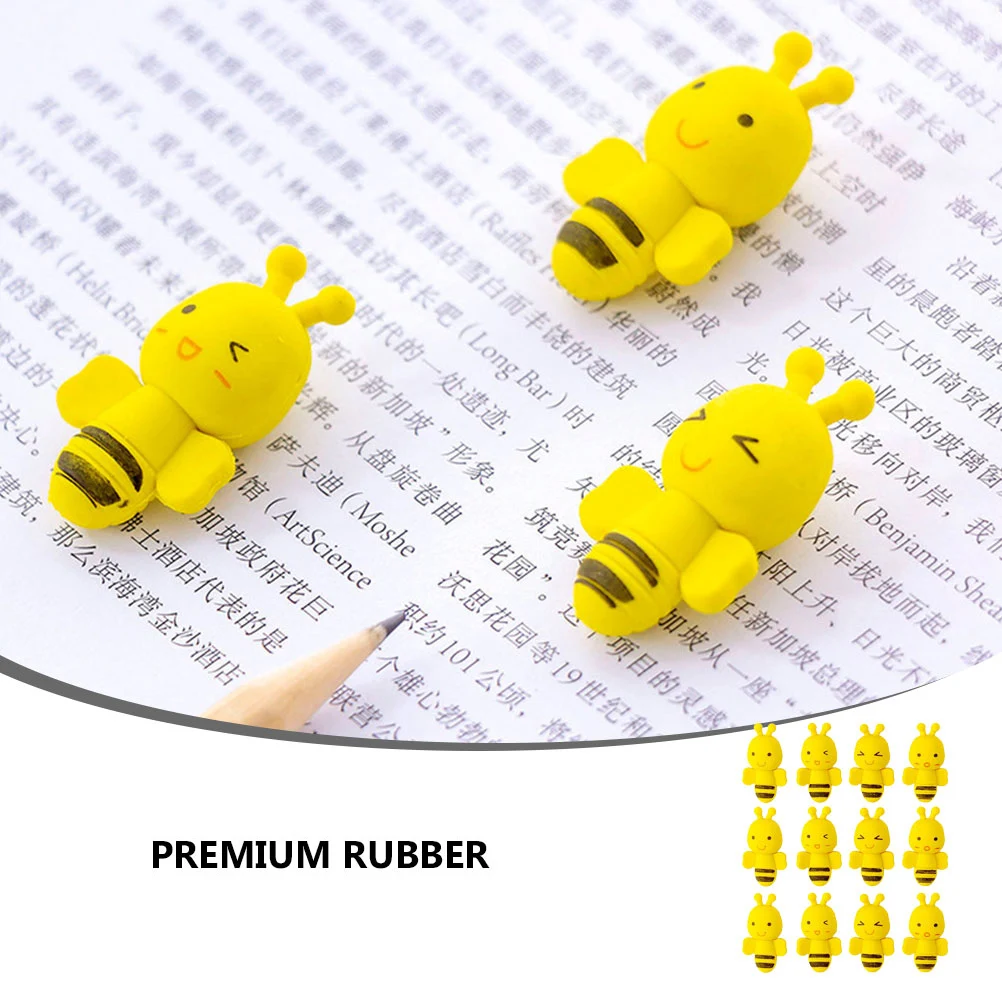 

36 Pcs Bee Eraser Erasers for Kids Cartoon Stationery Block Cute Animal High Capacity