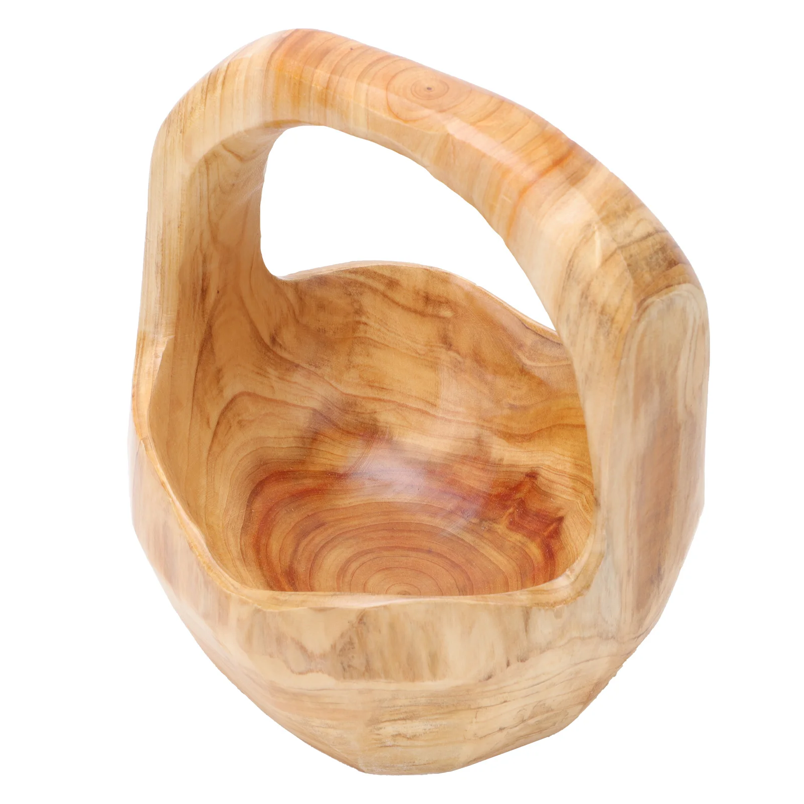 

1pc Solid Wood Fruit Basket Large Capacity Smooth Surface Reliable Natural Texture Perfect Gift Wood Caving Basket Dessert Tray