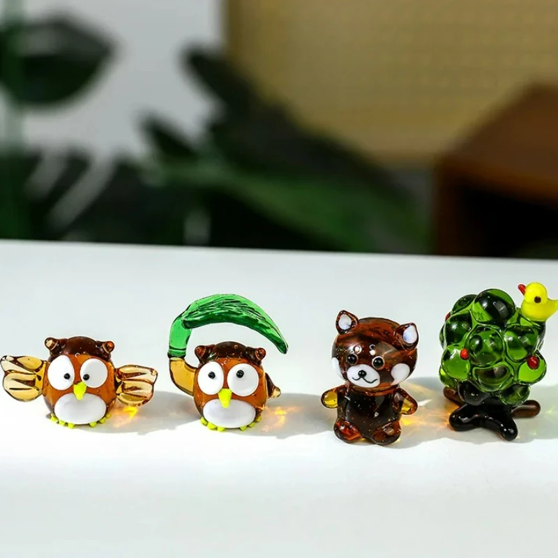

Creative Mini Cute Glass Home Decor Crafts Japanese Style Cartoon Animal Miniature Figurine Home Garden Desktop Decoration New