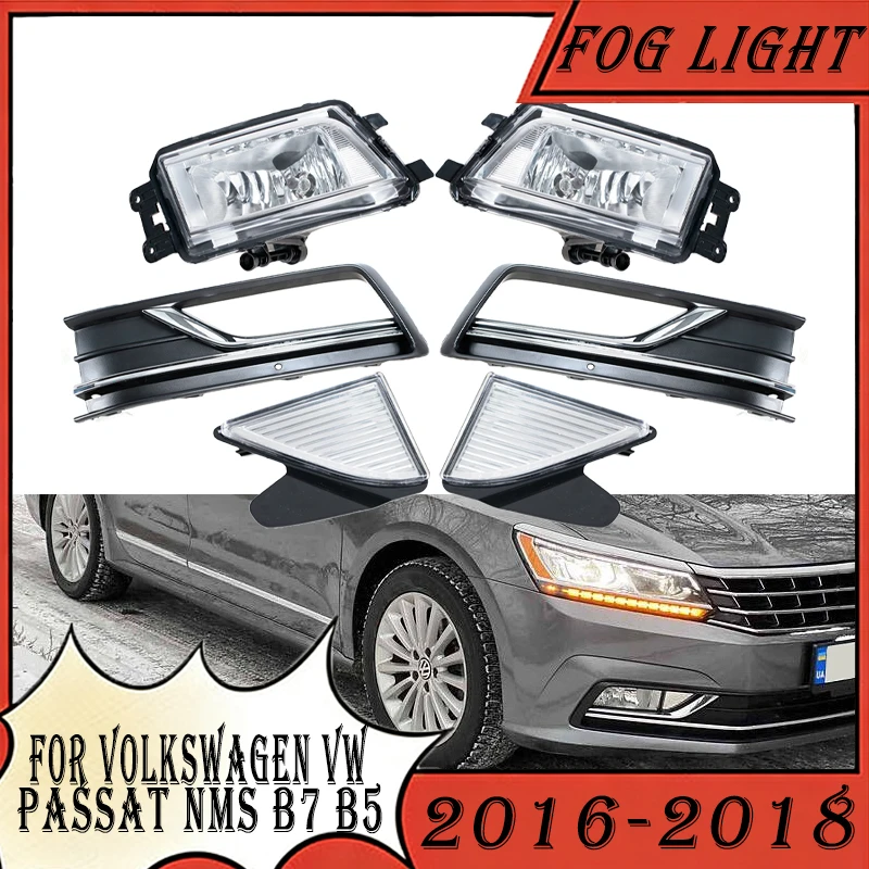 

Car Front Bumper Fog Light With Bulb For Volkswagen VW Passat NMS B7 B5 2016-2018 Lamps Reflectors Trim Fog Light Grille Cover