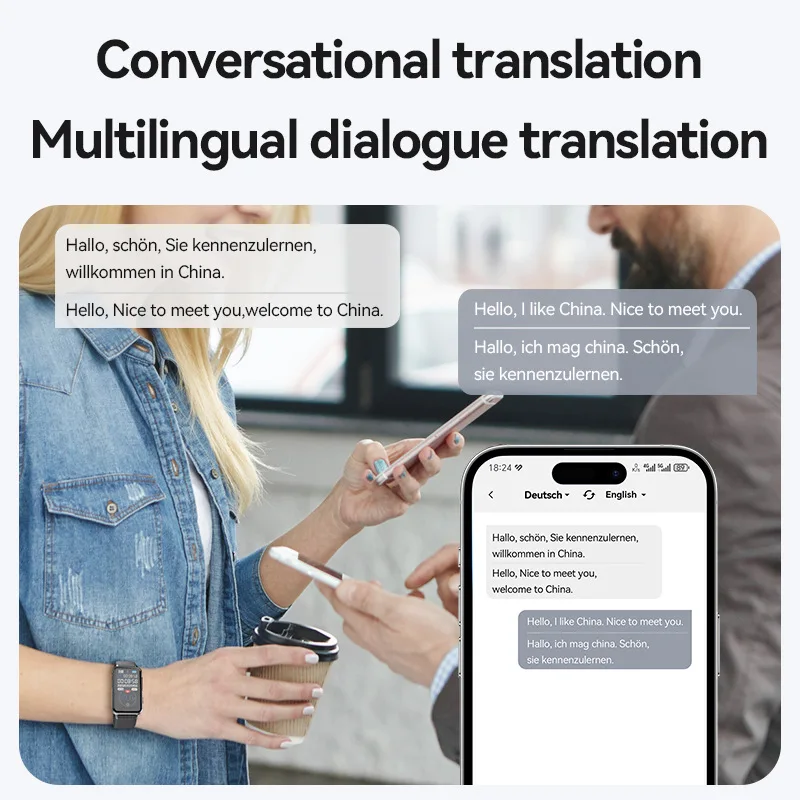 S18A مسجل صوت ذكي محمول AI ذكي في الوقت الحقيقي نسخ ترجمة محادثة تسجيل سوار ساعة #2