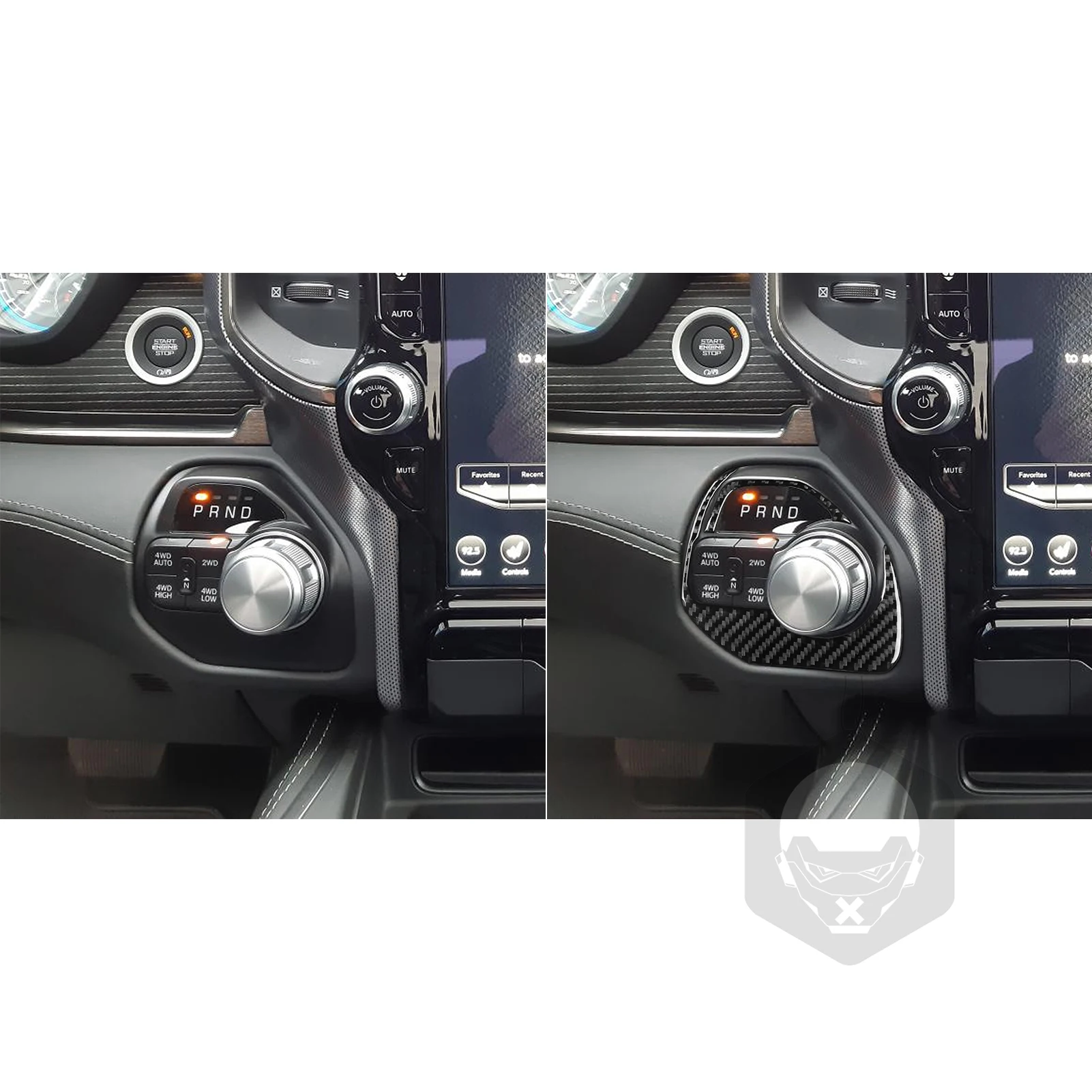 For Dodge RAM 1500 2500 3500 2019-2023 Carbon Fiber Gear Shift Panel Trim Cover Car Interior Accessories Decorative Stickers