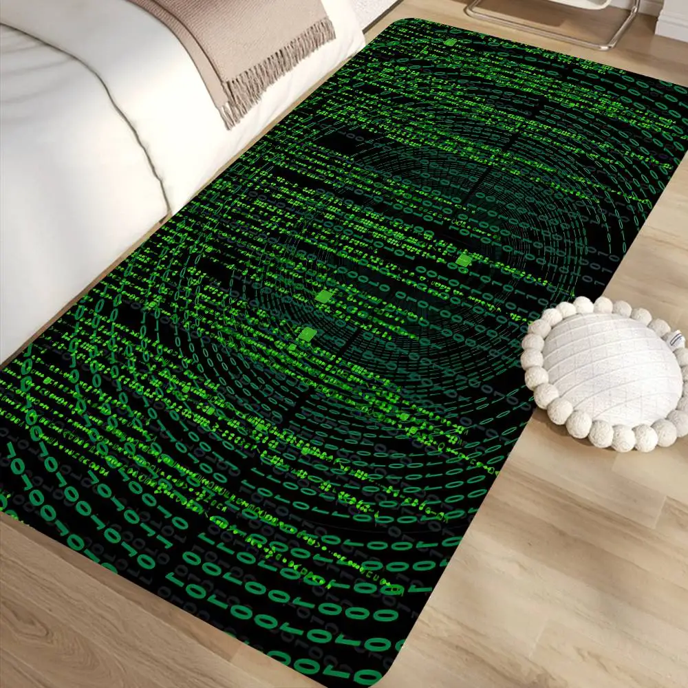 Binary Code The Matrix Program Chart Bathroom Mat Kids Room Bedroom Decoration Balcony Anti-Slip Doormat Living Room Welcome Rug