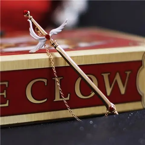 Magic Card Girl Sakura Ever-changing Sakura Kuro Sword Brooch Girl Heart Anime Pin Props Cartoon Decoration