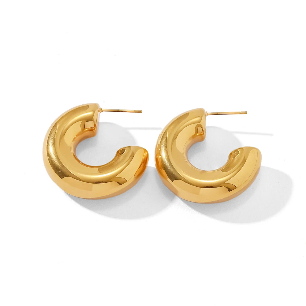 Stainless Steel Chunky Hoop Earrings Jewelry For Women 18K PVD Gold Plated Huggie Chunky Statement Earrings Inoxidable