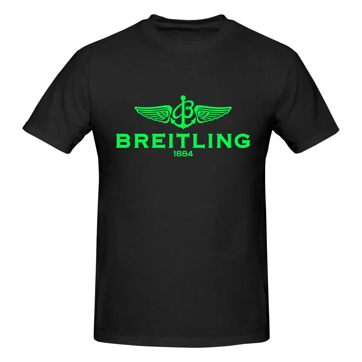 NEW Green-Breitling-logo T-shirt Men Print Round neck T-shirt Summer Fashion Short Sleeve Cotton T Shirt