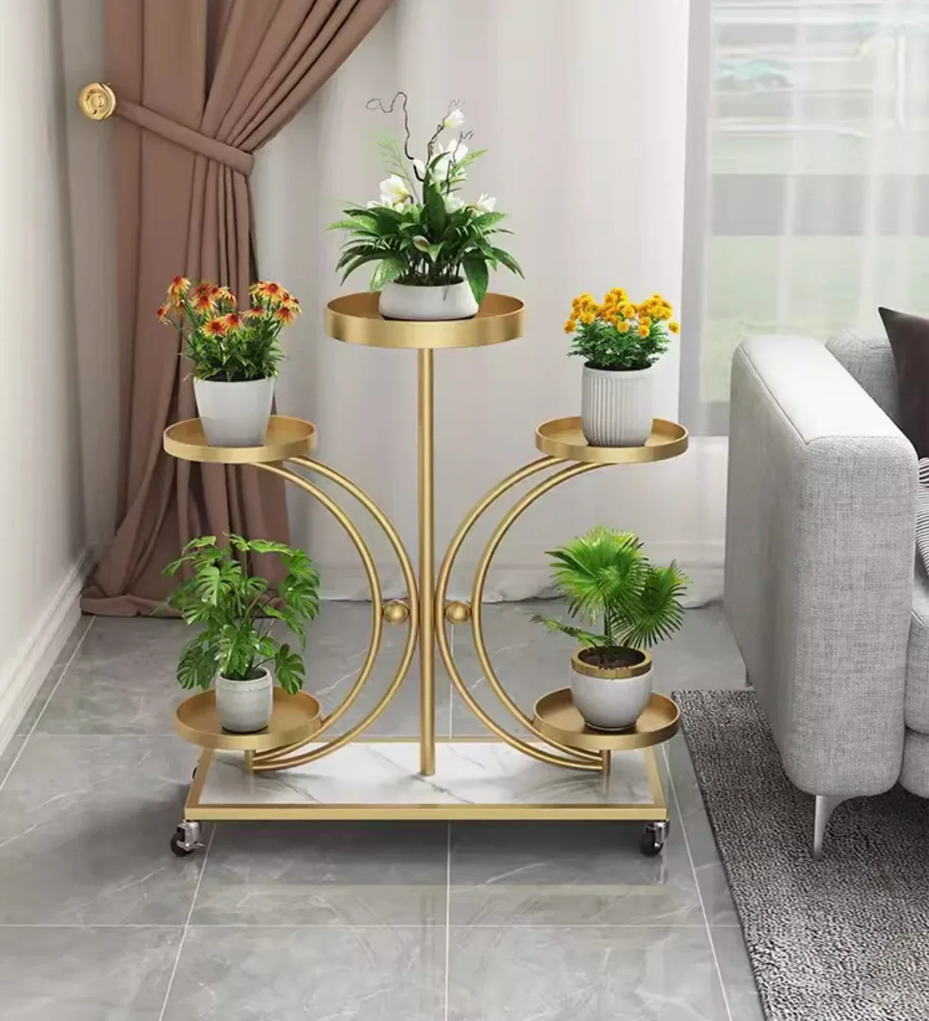 High-grade wrought iron flower stand, living room active green plant flower stand, balcony high-value storage flower stand