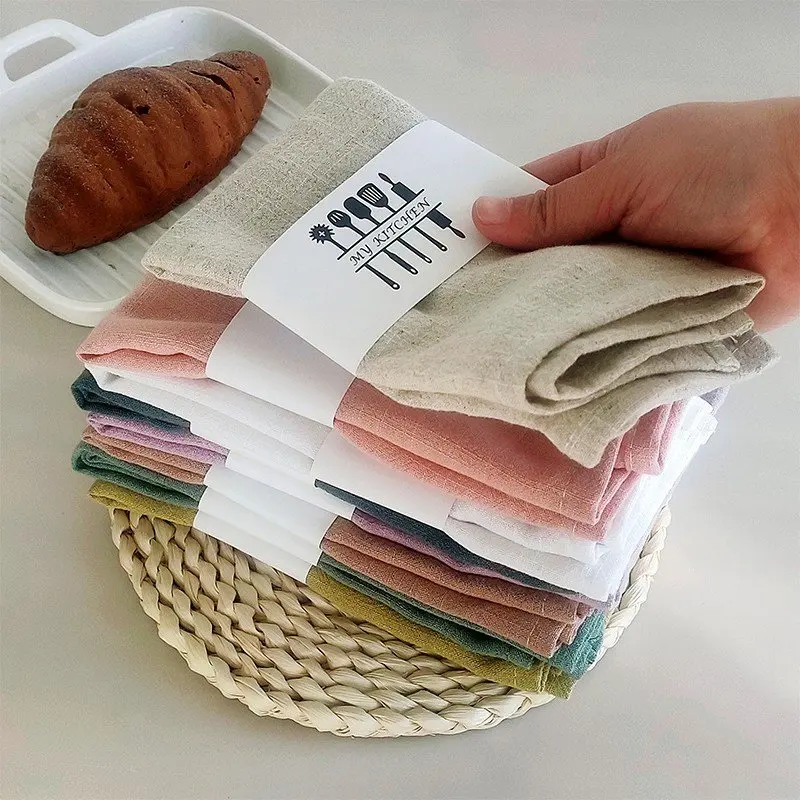 

12PCS 40CM Cotton Linen Family Restaurant Kitchen Tea Table Towel Hotel Napkin Country Wedding Table Cloth Napkin Cloth