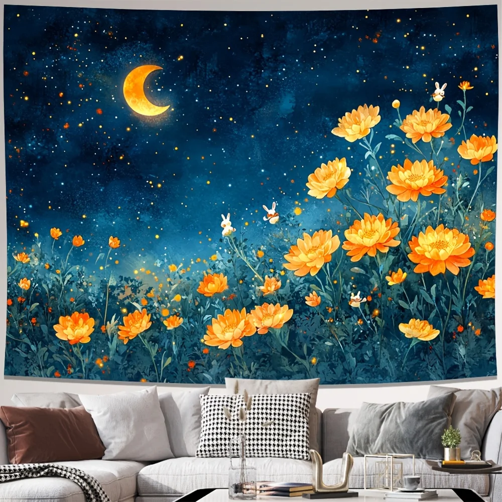 

1 шт. гобелен с рисунком золотой хризантемы, полиэфирная ткань, можно стирать в машине, подходит для спальни и гостиной