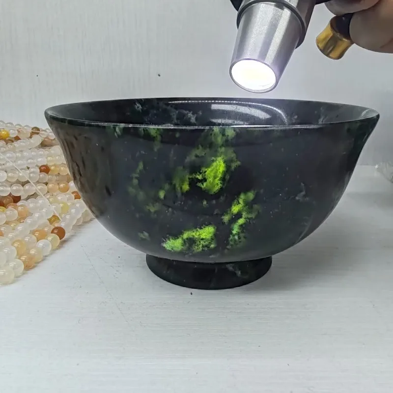 Tibetan medicine king stone health & wellness soup bowl, black jade rice bowl - strong magnetic,high transparency,purifies water