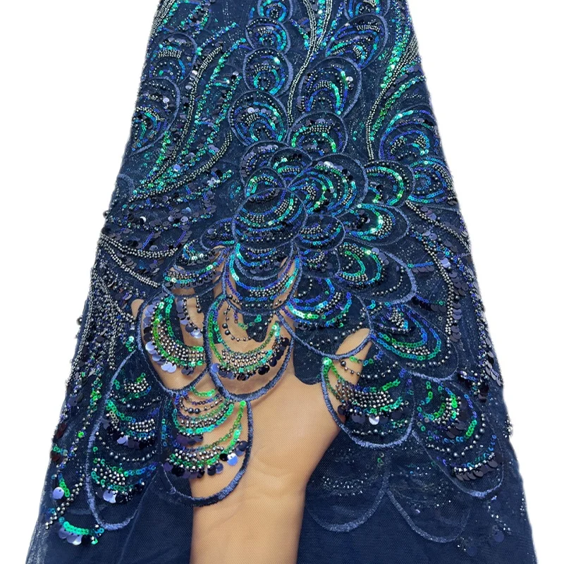 قماش شبكي من الدانتيل الفرنسي الفاخر، قماش حافة عصرية مطرز أفريقي عالي الجودة ومطرز بالترتر والمطرز