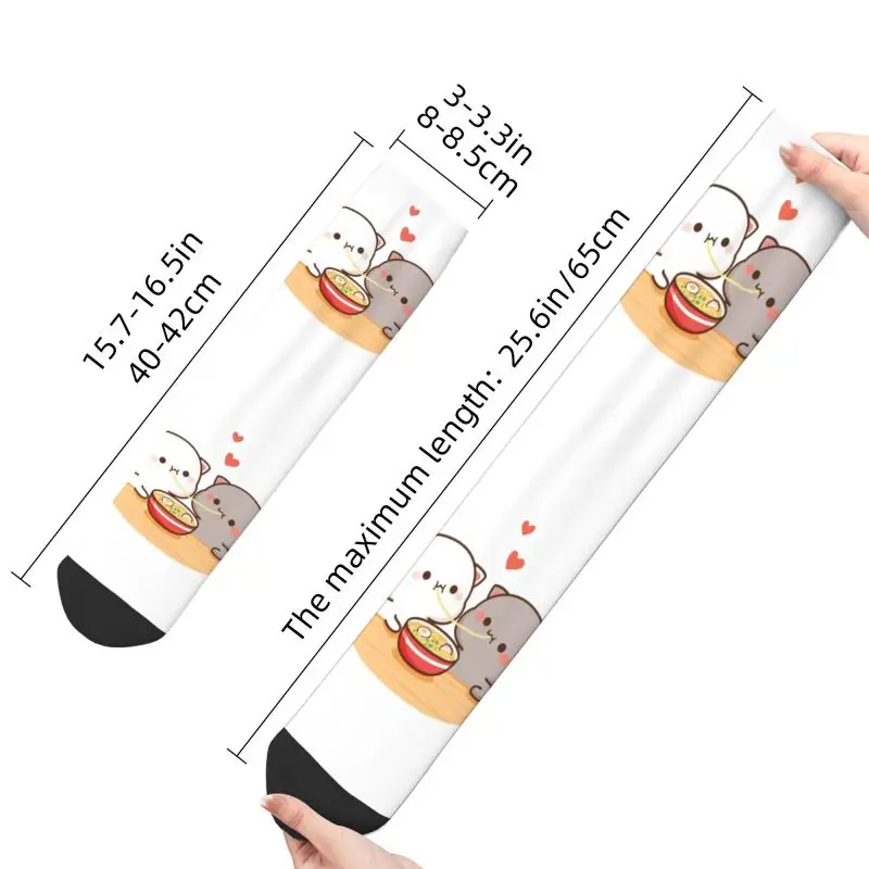 Chaussettes unisexes Peach et Goma Mochi Cat Eating Ramen pour hommes, chaussettes provoqué imprimées en 3D, Kawaii