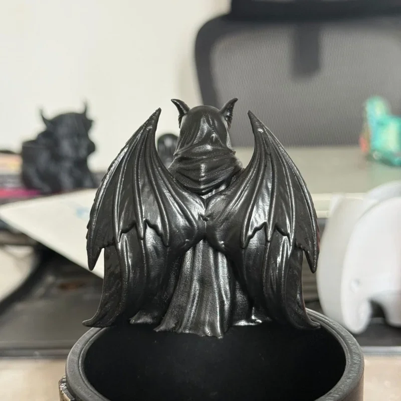 Robe Man Figurine Sitting Man With Wings Sculpture Robe Man Reading Statue Fantasy Black Cloak Figurine Mystery For Halloween