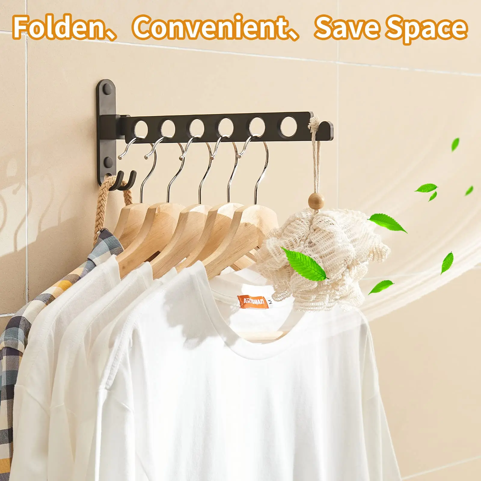 Retractable Folding Wall Hanger Folding Clothes Hanger Rack Clothes Storage Organizer Laundry Hanger Sturdy Hanging Dryer Rack