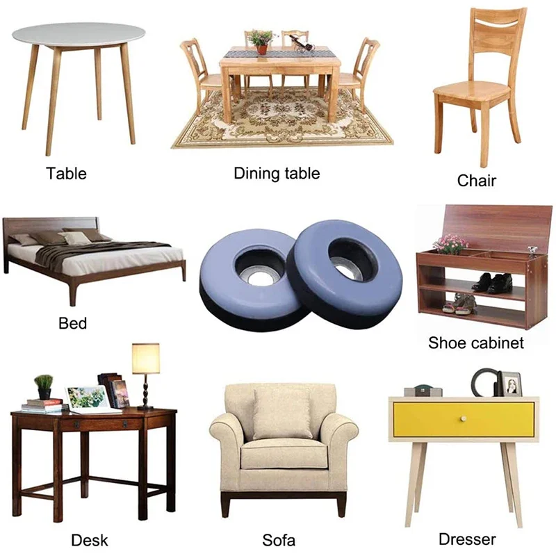 8PCS Chair Foot Sliders Caps 22/25/30/40mm Furniture Cups Non-slip with Screws Bed Sofa Table Feet Covers Floor Protector Pads