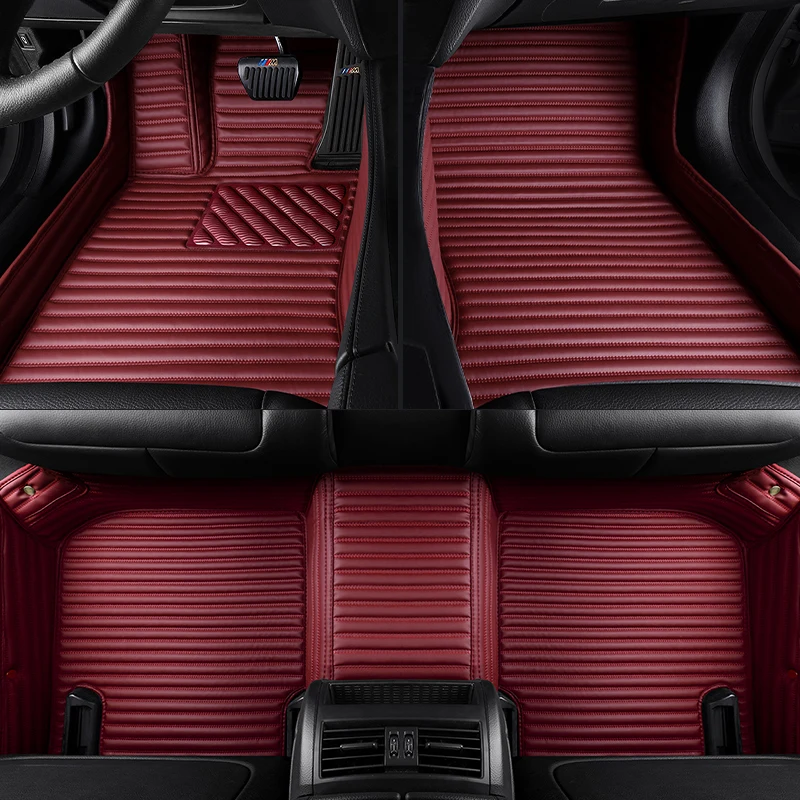 

Custom Stripe Leather Car Mat for Skoda All Models Fabia Octavia Rapid Superb Kodiaq Yeti Automobile Carpet Cover Car-Styling