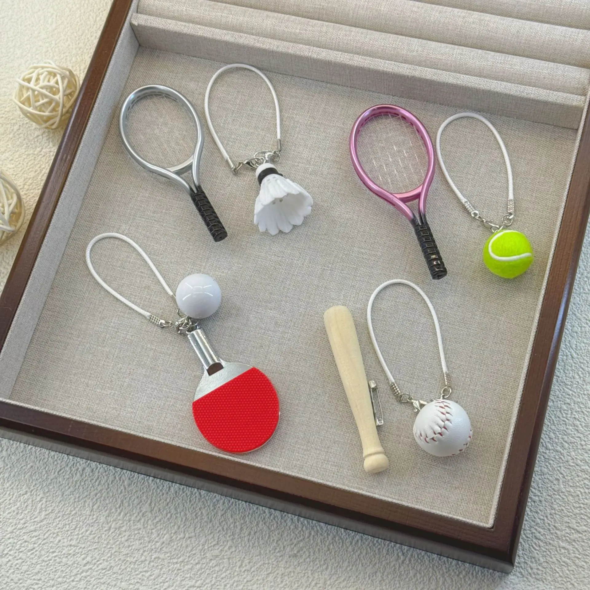 For Labubu Cartoon Mini Pin Pendant Model Tennis Baseball Badminton Decoration Paired with Tennis Set Accessories Keychain Gift