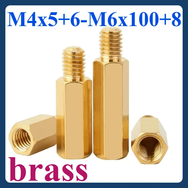 

Brass single head isolation strut M4x5+6-M6x100+8 4.8 strength hexagonal brass strut